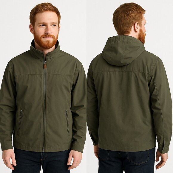 London Fog Men's Lightweight Rain Jacket Olive Green Size Small - Picture 9 of 9